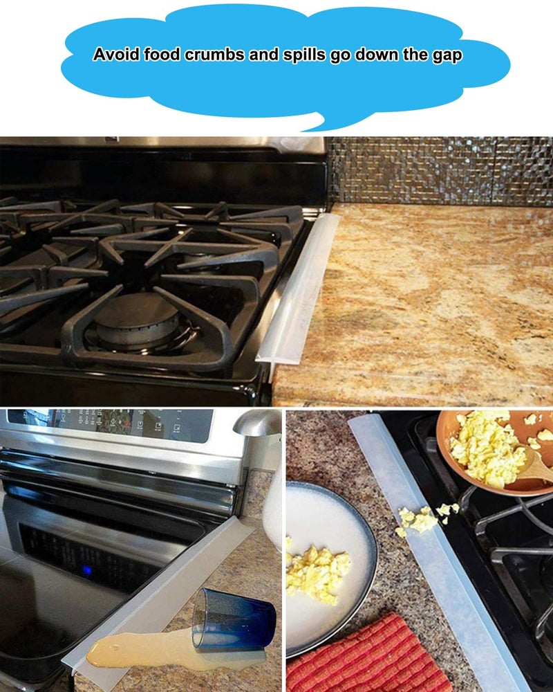 MSDADA Gas Stove Covers,8 Pcs 0.2mm 10.6" x 10.6" Gas Range Protectors with 2 Pcs Kitchen Silicone Gap Cover, Double Thickness, Non-Stick, Reusable And Dishwasher Safeï¼ˆSilverï¼‰ - Image 4